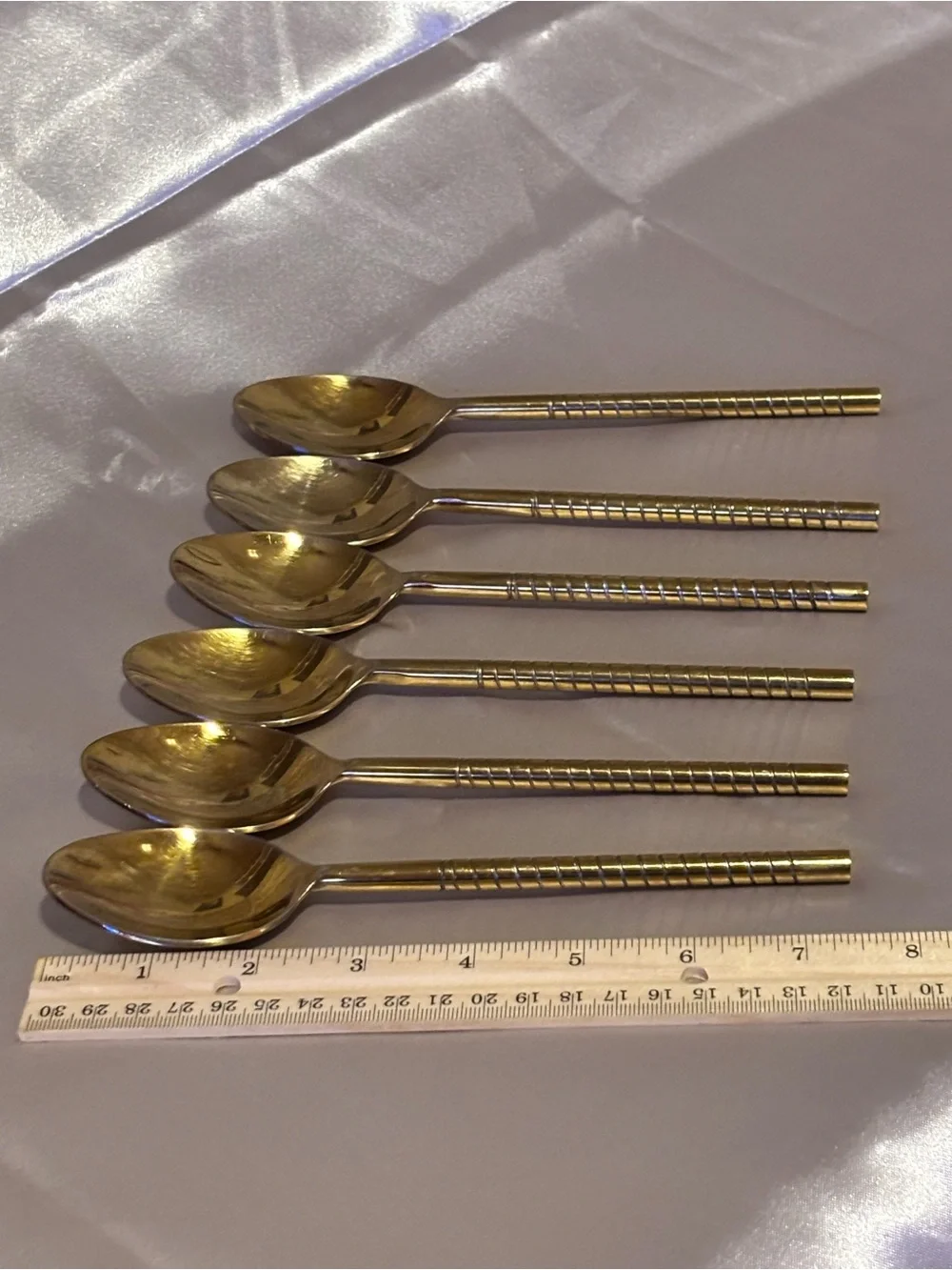 Set of 6 Goldtone Stainless Steel Dinner Spoons